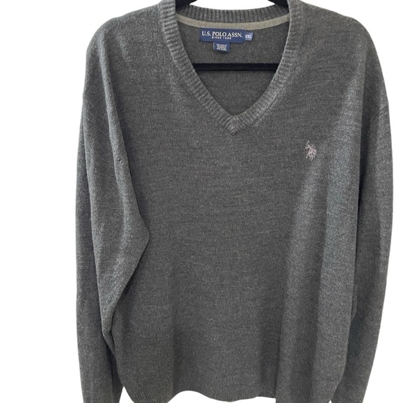 U.S. Polo Assn. Men’s Acrylic Sweater size XXL V Neck Pullover Long Sleeve Gray - Picture 1 of 6